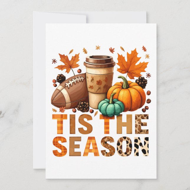 Tis the season Herbstzeit mit Football und Kaffee Invitation (Front)