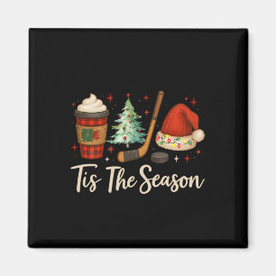 Tis The Season Hockey Coffee Xmas Tree Ice Hockey Magnet