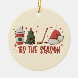 Tis The Season Hockey Winter Sports Holiday  Ceramic Tree Decoration