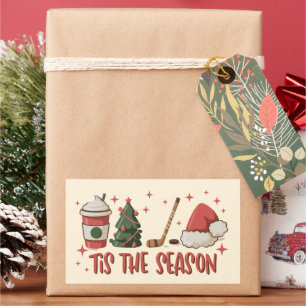 Tis The Season Hockey Winter Sports Holiday Rectangular Sticker