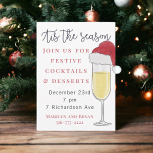 Tis the Season Holiday Champagne Prosecco Party Invitation
