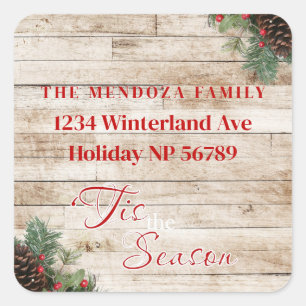 'Tis The Season Holly White Wood Address Label