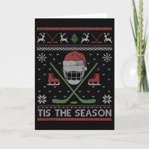 Tis The Season Ice Hockey Ugly Christmas Sweater M Card