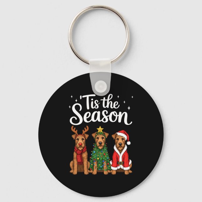 Tis The Season Irierrier Christmas Santa Dog Lover Key Ring (Front)