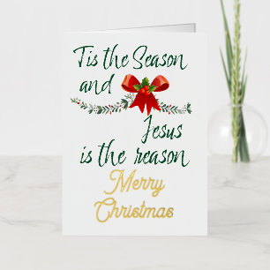 Tis the season Jesus is the reason Merry Christmas Foil Holiday Card