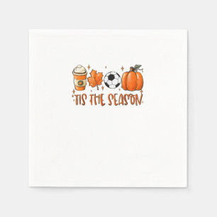 Tis The Season Leaf Latte Autumn Football Napkin