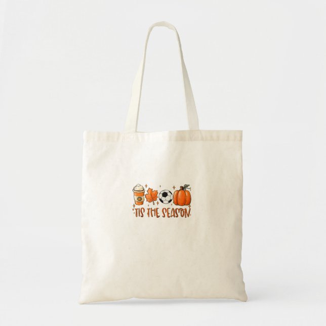 Tis The Season Leaf Latte Autumn Football Tote Bag (Front)