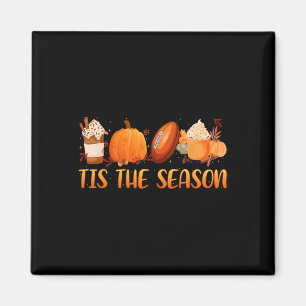 Tis The Season Leaf Latte Fall Football Coffee Fal Magnet