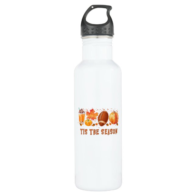 Tis The Season Leopard Football Halloween Fall 710 Ml Water Bottle (Front)