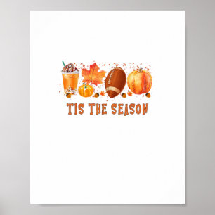 Tis The Season Leopard Football Halloween Fall Poster
