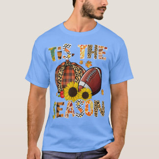 Tis The Season Leopard Plaid Pumpkin Football Autu T-Shirt