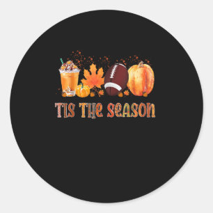 Tis The Season Leopard Pumpkin Football Halloween  Classic Round Sticker