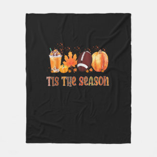 Tis The Season Leopard Pumpkin Football Halloween Fleece Blanket