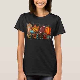 Tis' The Season Leopard Pumpkin Football Halloween T-Shirt