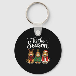 Tis The Season Lion Christmas Santa Safari Animal Key Ring
