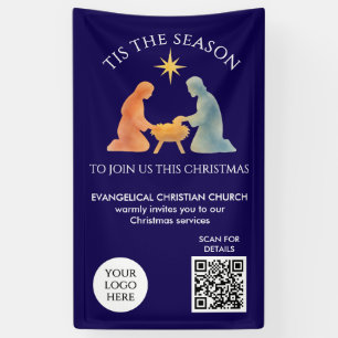 TIS THE SEASON Logo QR Church Services Christmas Banner