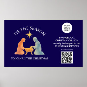 TIS THE SEASON Logo QR Church Services Christmas Poster