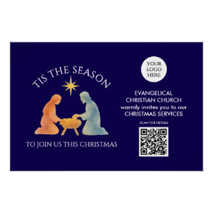 TIS THE SEASON Logo QR Church Services Christmas Poster