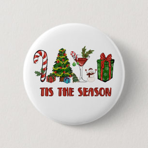 Tis The Season Merry Christmas 6 Cm Round Badge