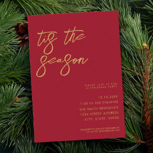Tis The Season Minimalist Modern Christmas Party Invitation