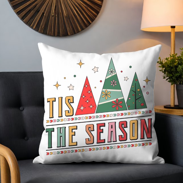 Tis The Season Modern Christmas Typography Cushion (Creator Uploaded)