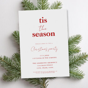 Tis The Season Modern Minimalist Christmas Party Invitation