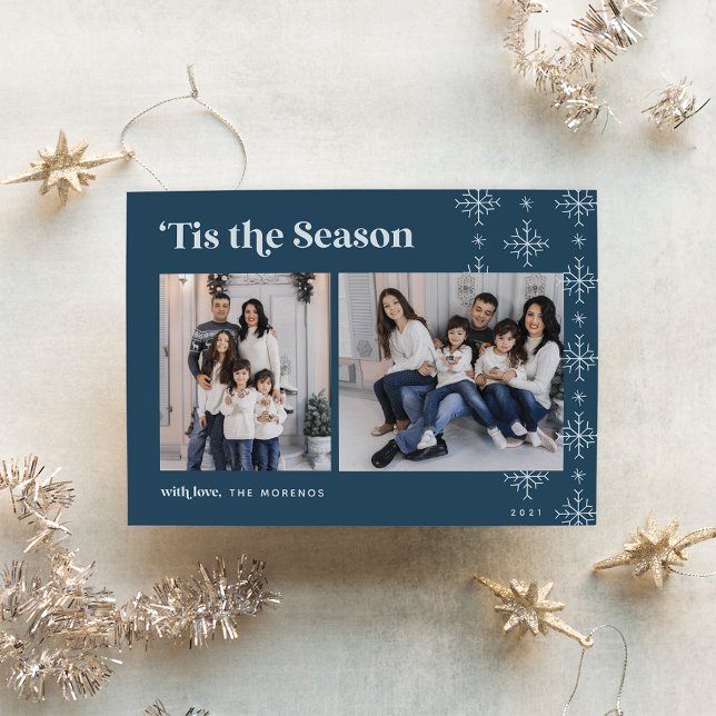 Tis the Season | Modern Snowflakes Photo Holiday Card (Creator Uploaded)