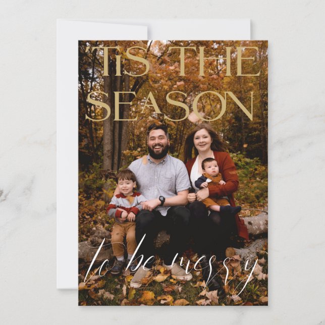 Tis The Season Modern Typography Christmas Photo Holiday Card (Front)