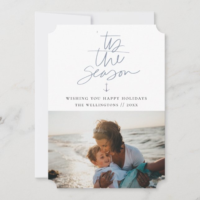 'Tis The Season Nautical Theme Holiday Photo Card (Front)