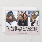 Tis the Season Outline Lettering 3 Vertical Photo  Holiday Card (Front)