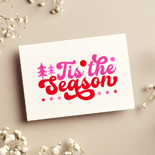 Tis The Season Pink & Red Non Photo Christmas Card