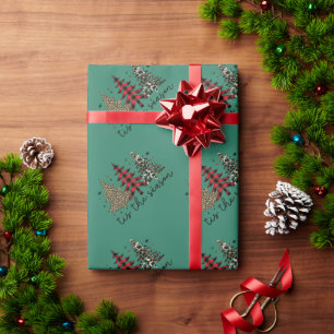 "Tis the Season" Plaid Leopard Christmas Trees Wrapping Paper