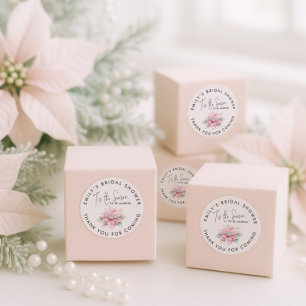 Tis the Season Poinsettia Bridal Shower Thanks Classic Round Sticker