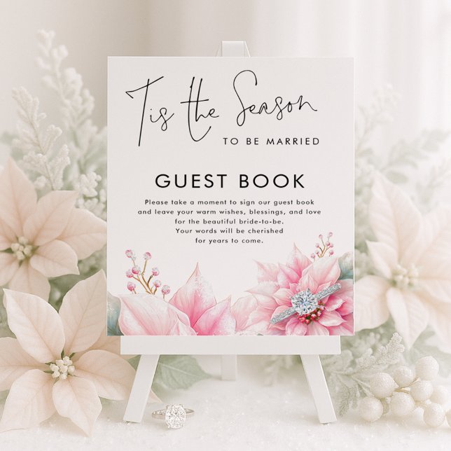 Tis the season Poinsettia Guest Book Bridal Shower (Creator Uploaded)