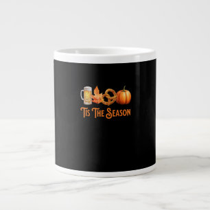 Tis The Season Pumpkin Beer Pretzel Fall Funny Okt Large Coffee Mug