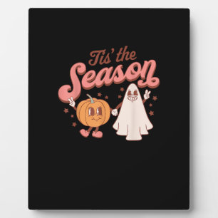 Tis The Season Pumpkin Boo 60s 70s Halloween Costu Plaque