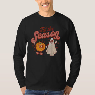 Tis The Season Pumpkin Boo 60s 70s Hippie Hallowee T-Shirt