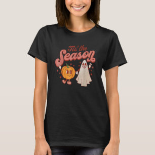 Tis The Season Pumpkin Boo 60s 70s Hippie Hallowee T-Shirt