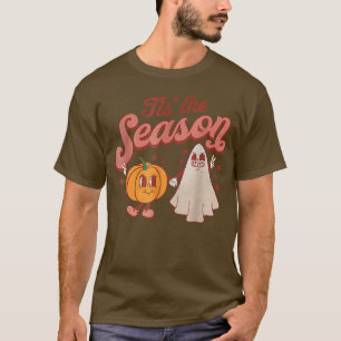 Tis The Season Pumpkin Boo 60s 70s Hippie Hallowee T-Shirt