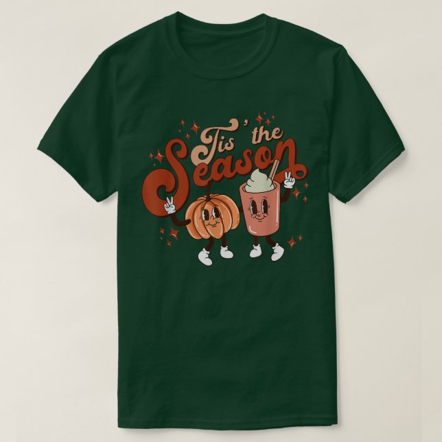 Tis the Season Pumpkin Boo 60s 70s Hippie Hallowee T-Shirt (Design Front)