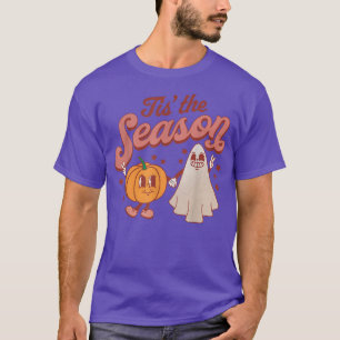 Tis the Season Pumpkin Boo 60s 70s Hippie Hallowee T-Shirt