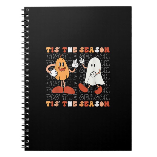 Tis The Season Pumpkin Boo 70s Halloween Costume Notebook (Front)