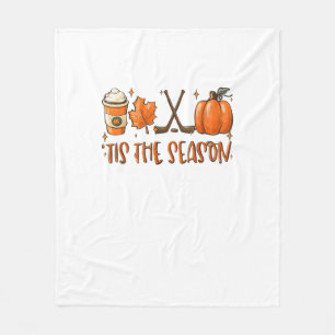 Tis The Season Pumpkin Latte Fall Leaves Thanksgiv Fleece Blanket