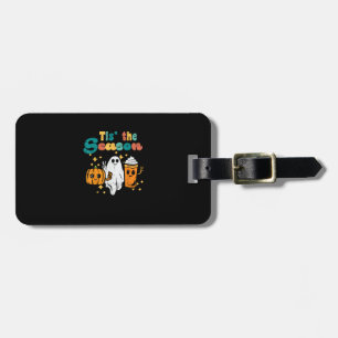 Tis The Season Pumpkin Latte Retro Halloween Fall Luggage Tag