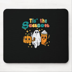 Tis The Season Pumpkin Latte Retro Halloween Fall Mouse Pad