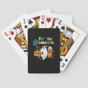 Tis The Season Pumpkin Latte Retro Halloween Fall Playing Cards