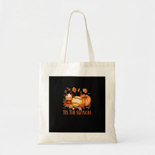 Tis The Season Pumpkin Leaf Latte Fall Softball Tote Bag