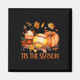 Tis The Season Pumpkin Leaf Latte Fall Softll Tees Magnet