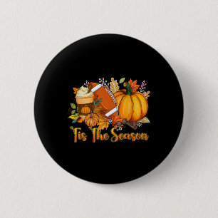 Tis The Season Pumpkin Leaf Latte Fall Thanksgivin 6 Cm Round Badge