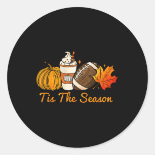 Tis The Season Pumpkin Leaf Latte Fall Thanksgivin Classic Round Sticker